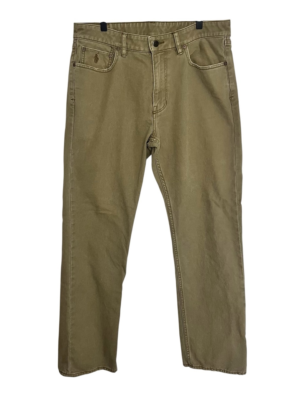 Polo Ralph Lauren 650 Straight Olive Khaki 5-Pocket Pants Men’s 34x32 Cotton - Picture 2 of 11